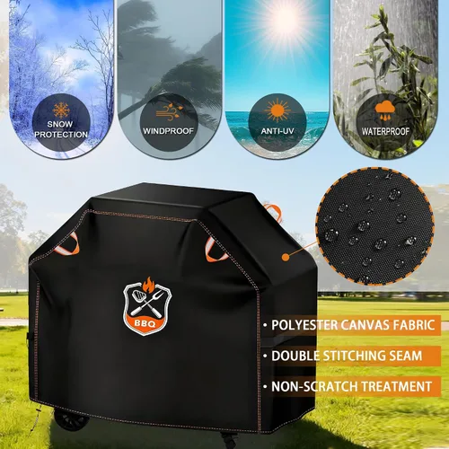 Vista 6 de Funda universal para parrilla de 48 pulgadas para parrilla al aire libre, impermeable, resistente a la intemperie, resistente a la decoloración