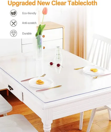 Vista 4 de Protector de mesa transparente de 381 x 381 mm y 1,5 mm de grosor, protector de mesa de vinilo, alfombrilla de escritorio de plástico para mesa