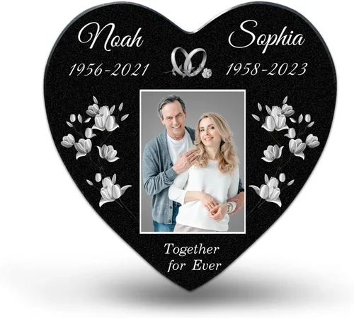 Vista 2 de ADFSTONE Marcadores de tumbas para cementerio para humanos: lápidas planas para tumbas, placas conmemorativas de granito personalizadas, monumentos