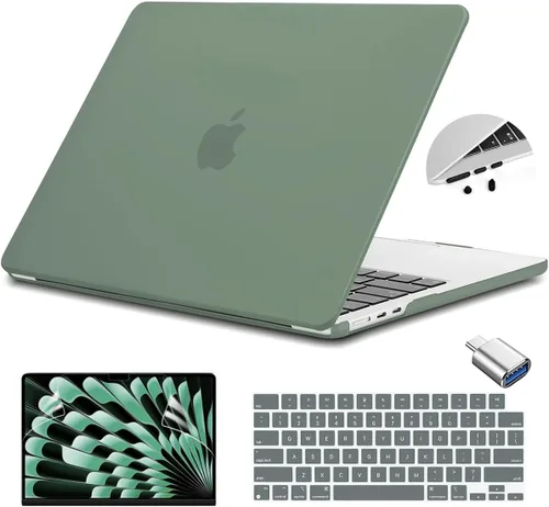 Vista 7 de Teryeefi Funda compatible con M3 MacBook Air de 15 pulgadas 2023 2024 versión A3114/A2941, carcasa rígida de plástico con cubierta de teclado