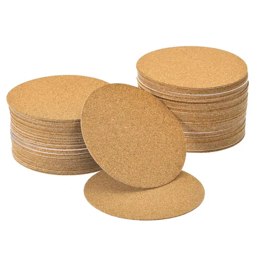 Vista 9 de UXCELL 40 hojas redondas de corcho autoadhesivas, 3 x 3 pulgadas, para manualidades, color marrón
