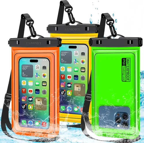 Vista 9 de Paquete de 5 bolsas impermeables universales blancas de hasta 8.3 pulgadas, funda impermeable para teléfono grande, nivel de protección: IP68
