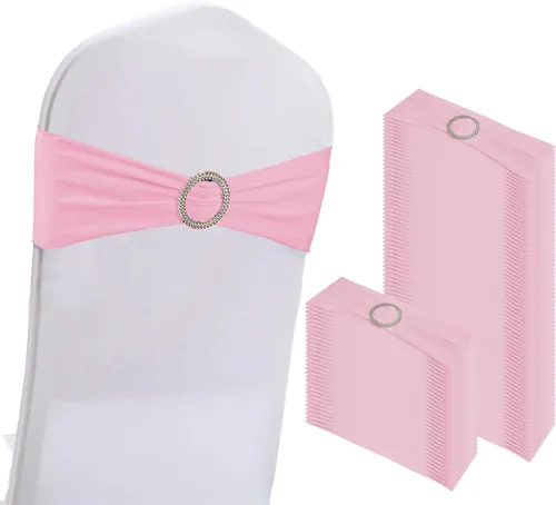 Vista 13 de WJWHQ 100 piezas de cintas elásticas de elastano con lazos para sillas, bandas de cubierta de silla con hebilla deslizante para eventos de boda