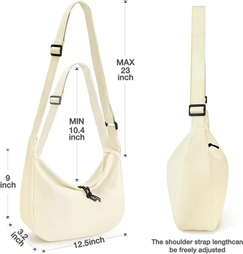 Vista 5 de Crossbody Bag for Women Small Crescent Bag with Adjustable Strap Nylon Hobo Shoulder Bag Handbag for School Travel Work