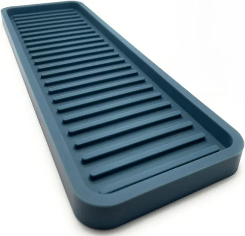 Vista 30 de Happitasa - Bandeja organizadora para fregadero de cocina de silicona, soporte de esponja y protector de encimera, estilo de líneas rectas