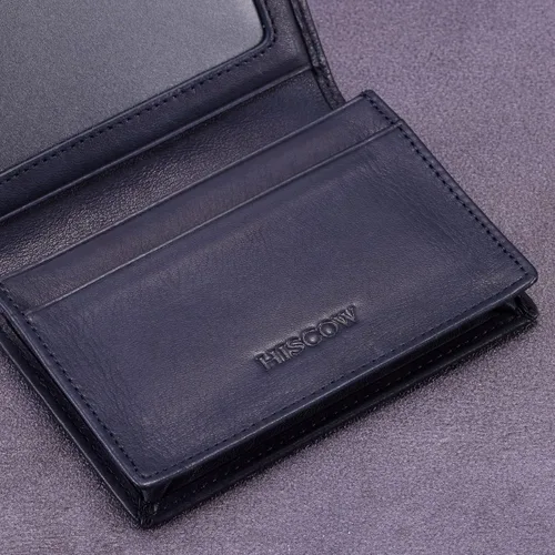 Vista 5 de Funda de piel para tarjetas de visita para hombres y mujeres, piel de becerro italiana