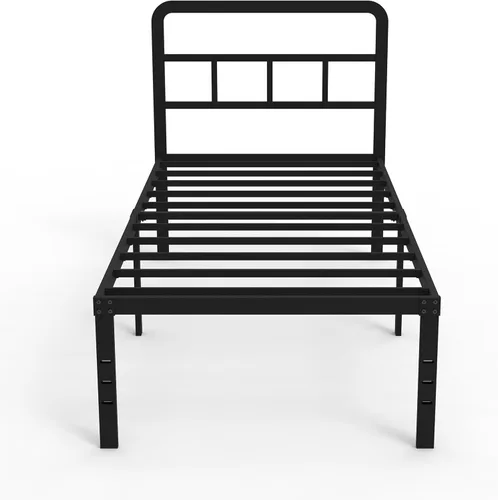 Vista 8 de DiaOutro - Marcos de cama individual con cabecera de 18 pulgadas, plataforma metálica, base de colchón de listones de acero resistente, no requiere