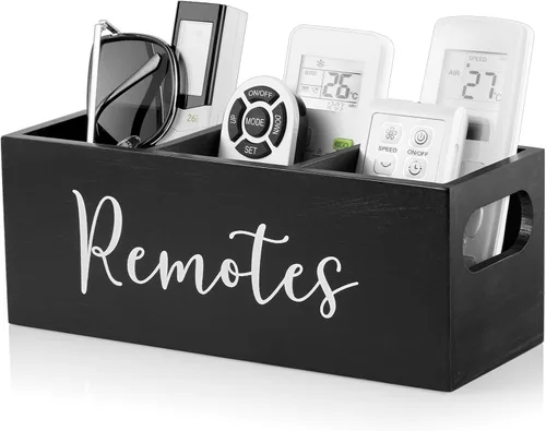 Vista 14 de DRASTAR Soporte para Control Remoto, Soporte para Control Remoto de TV, Organizador Caddy para Control Remoto para Mesa, Caja de Madera para Control