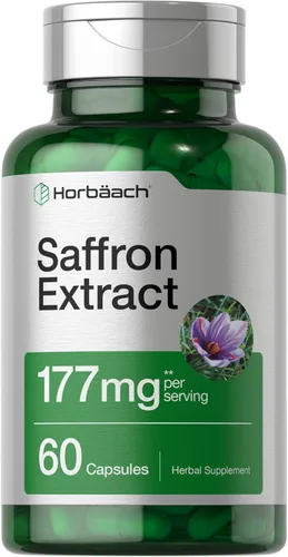 Horbäach Cápsulas de extracto de azafrán | 60 píldoras | para mujeres y hombres | Suplemento sin OMG, sin gluten