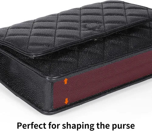 Vista 2 de OAikor Moldeador de base para bolso WOC protector e inserto para cartera en bolsa de cadena máxima protección y soporte cuero negro 7 x 12 pulgadas