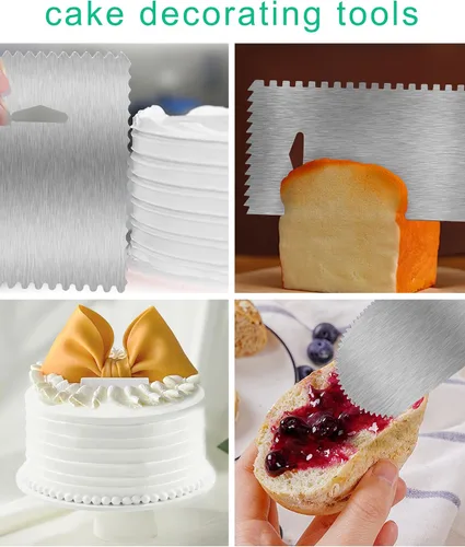 Vista 3 de Nuevo 6pcs Cake Scraper 430 inoxidable Decoración Peine y glaseado más suave