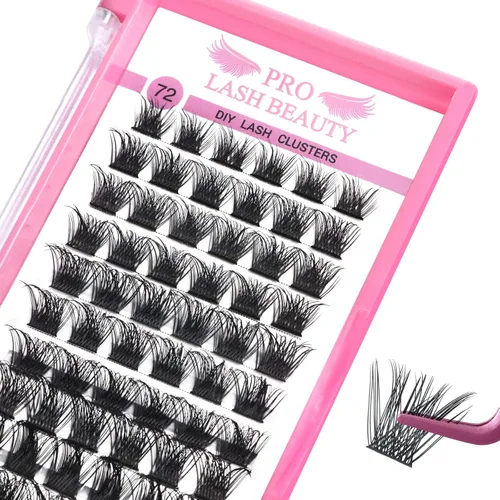 Vista 11 de 72 piezas de pestañas individuales en racimo con efecto 3D, extensión de pestañas DIY, pestañas en racimo de 8 a 16 mm, pestañas voluminosas