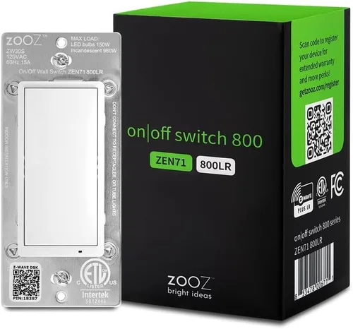 Vista 6 de Zooz Atenuador de palanca de largo alcance Z-Wave serie 800 ZEN74, blanco Directo de 3 vías (no necesita interruptor adicional) Requiere
