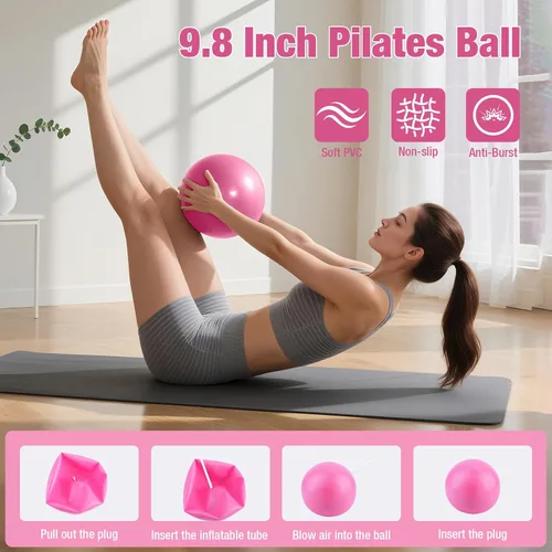 Vista 3 de ASIEIT 13 PCS Pilates Kit for Women, Home Pilates Equipment with 5 Resistance Bands, 14'' Magic Circle, Pilates Ball and Ring, Compact Workout Set