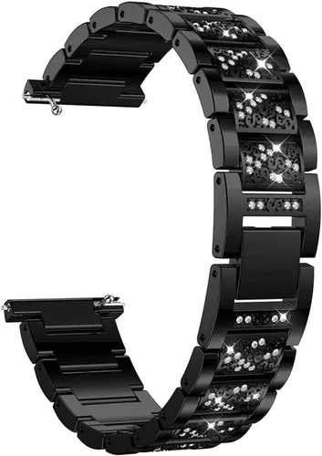Lamshaw Correas de reloj brillantes de 0.71 pulgadas, 0.79 pulgadas y 0.86 pulgadas, liberación rápida, joyería de metal con diamantes brillantes