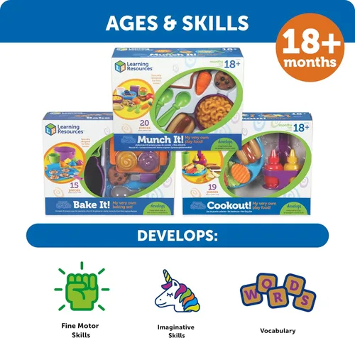Vista 5 de Learning Resources New Sprouts Munch It! Set de alimentos - Accesorios de cocina de juguete, juguetes de simulación, juegos de mesa de picnic