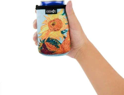 Vista 3 de CM Fundas aislantes de neopreno suave para latas de bebida y cerveza estándar de 12 onzas líquidas Patrones de celosía (6 piezas)