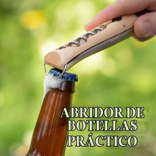 Vista 4 de Opinel Sacacorchos de acero inoxidable No. 10, cuchillo plegable para vino y queso, sacacorchos integrado + abridor de botellas, mango de madera