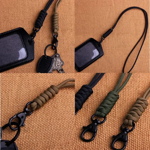 Vista 4 de BSGB Cordón de paracaídas con gancho de metal duradero de supervivencia 550 cordón para llavero, correa de muñeca, cuerda de paracaídas, insignia