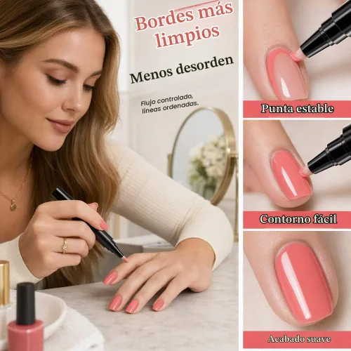 Vista 4 de Juego de bolígrafos profesionales para esmalte de uñas, 6 colores para arte Conjunto B