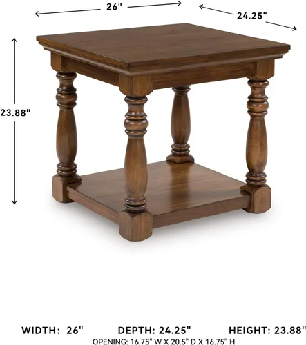 Vista 3 de Signature Design by Ashley Sturlayne - Mesa auxiliar clásica con estante abierto, color marrón claro