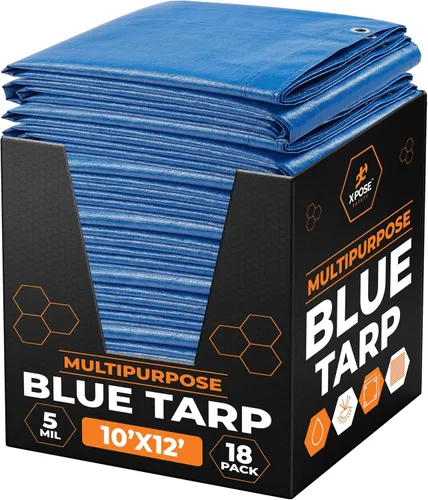 Vista 51 de Xpose Safety - Lona de polietileno ligera azul – Funda protectora multiusos, paño de goteo – duradero, impermeable, resistente a la intemperie