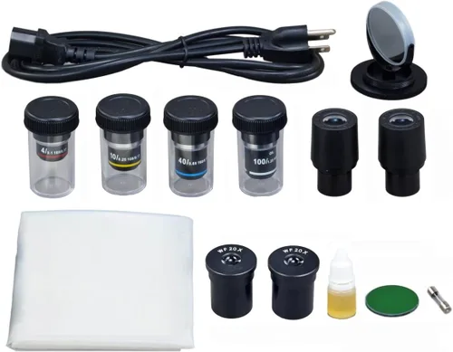 Vista 3 de OMAX Microscopio reemplazable compuesto trinocular 40X-2000X LED con estuche de transporte de aluminio