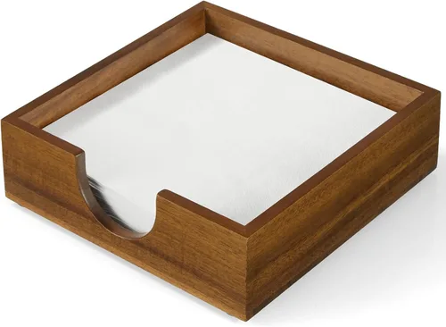 Servilletero de madera de acacia para mesa, servilleteros para servilletas de papel, servilletero plano para almuerzo, servilleteros para decoración