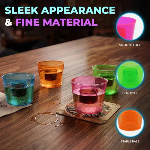 Vista 6 de Party Essentials Vasos bombarderos de plástico duro de 4 onzas, neón surtidos, 12