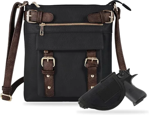 Bandolera Jessie & James bolsa con cierre y llave, 2 tonos Negro