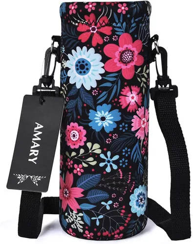 Vista 11 de AMARY Bolsa de neopreno para botella de agua de 33.8 fl oz con correa ajustable para el hombro, cubierta aislada para botellas de acero Aves