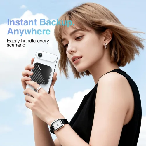 Vista 2 de Bestoss SSD portátil magnético de 1 TB, delgado y pequeño, 4K 120 fps ProRes HDR Record&Store, hasta 2000 MB/s, almacenamiento externo iPhone