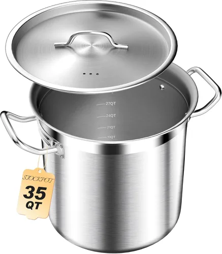 Vista 14 de Olla de sopa de 20 cuartos de galón con tapa, olla de acero inoxidable, olla de cocina resistente para sopa, pasta, guiso, apta para inducción