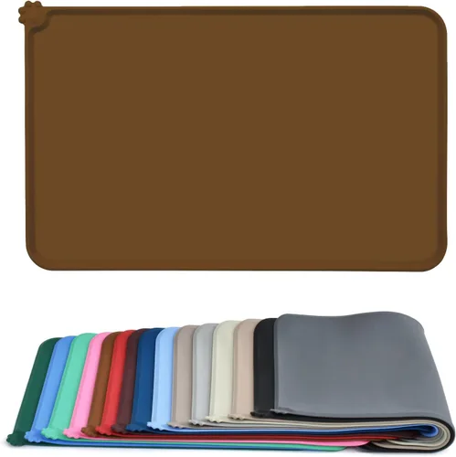 AUDWUD - Tapete de silicona impermeable para alimentación de mascotas, antideslizante, tapete para tazón de perros para comida y agua