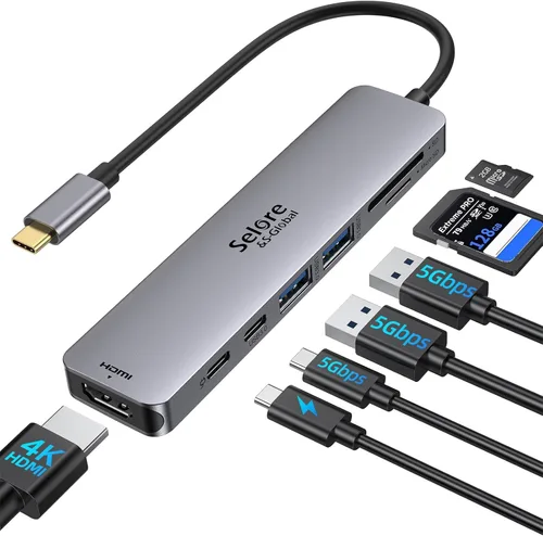 Vista 11 de Selore Hub USB 3.0, Selore Hub USB de 4 puertos Ultra-Slim Data USBA Splitter USBA Expander con 2 ft Compatible con portátil con puerto A