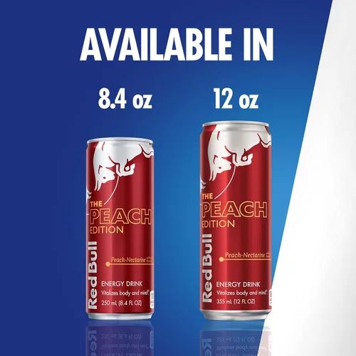 Vista 6 de Red Bull, Peach Edition - Bebida energizante de melocotón, 8.4 onzas líquidas, 24 latas (6 paquetes de 4)