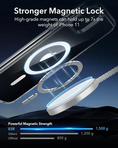 Vista 3 de ESR Funda para iPhone 11, compatible con MagSafe, protección de grado militar a prueba de golpes, funda magnética para iPhone 11, funda híbrida