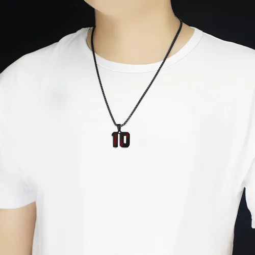 Vista 4 de HattiDoris Collar de número de béisbol para niño del 00 al 99 para atletas, collar de número de jersey de acero inoxidable, cadena chapada en oro