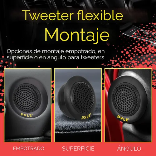 Vista 4 de Pyle Sistema de altavoces de componentes personalizados de 2 vías, 6.5 pulgadas, 400 vatios, con cesta de plástico electrochapado, envolvente