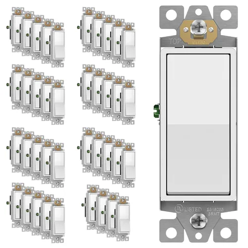 Vista 41 de ENERLITES - Interruptor de palanca decorativo de encendido/apagado con placas de pared, unipolar, 3 cables, tornillo de conexión a tierra, grado