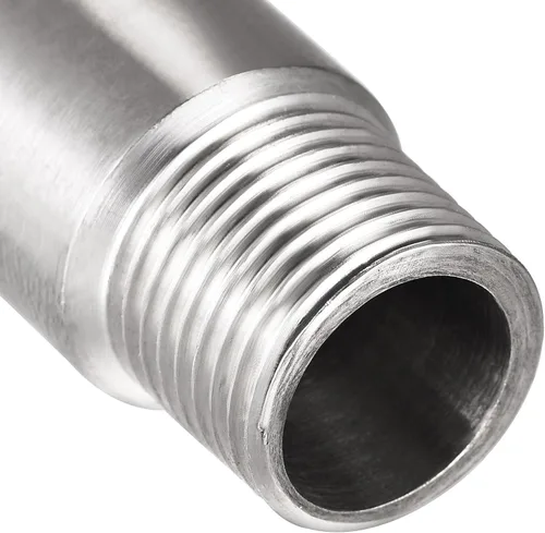 Vista 6 de Brazo de extensión de cabezal de ducha, 1.2 pulgadas 1/2PT macho a 1/2PT hembra rosca 304 acoplador de montaje de tubería de acero inoxidable