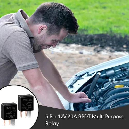 Vista 5 de Relé de 5 pines de 12 V 12 V 30 A, relé automotriz multiusos, relé de arranque negro, relé de arranque para automóvil, accesorios de repuesto