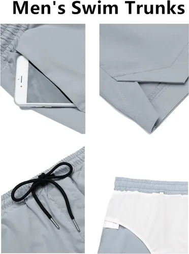 Vista 5 de COOFANDY Traje de baño para hombre de secado rápido, pantalones cortos de secado rápido