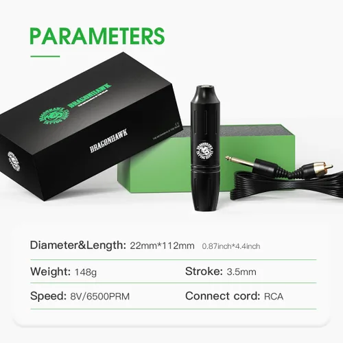 Vista 5 de Dragonhawk Kit de bolígrafo de tatuaje inalámbrico, negro Kit de tatuaje -1