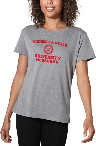 Vista 233 de Colección oficial de camisetas sueltas con logotipo de círculo envejecido universitario para mujer, jaspeado atlético