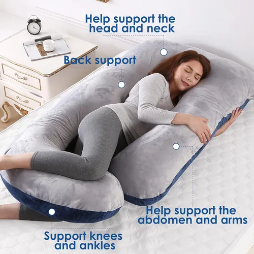 Vista 2 de Aidiu Almohadas en forma de U para dormir, almohadas de embarazo en forma de U, almohada de maternidad, almohada de maternidad de cuerpo completo