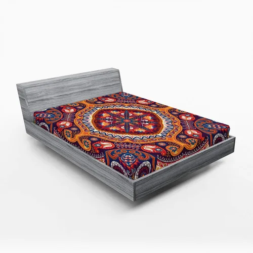 Vista 74 de Ambesonne Sábana bajera africana, estampado abstracto de líneas únicas, funda de cama con bolsillo profundo elástico para mayor comodidad