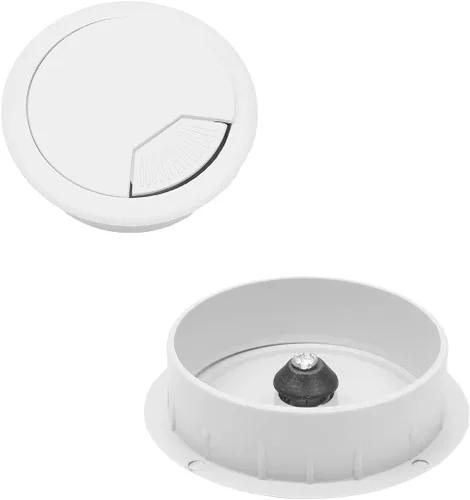 Vista 11 de MroMax Ojales de escritorio de plástico de 2.36 pulgadas (2.362 in), cubierta para cables de escritorio, organizador de cables para el hogar, Gris