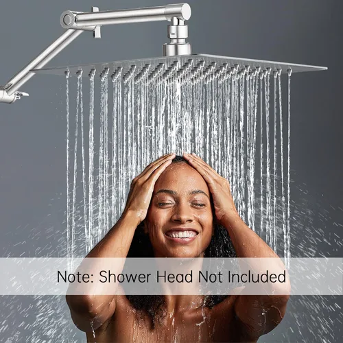 Vista 2 de G-Promise Brazo de Extensión para Cabezal de Ducha de 13 Pulgadas, Extensor de Latón Macizo Ajustable en Altura y Ángulo, Eleva o Baja la Ducha