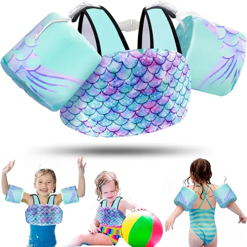 Vista 15 de Vvinca Toddler Swim Vest for 22-66 Lbs (2-6 Years) - 3-in-1 Kids Pool Floaties with Removable Arm Bands and Back Float, Adjustable Safety Swim